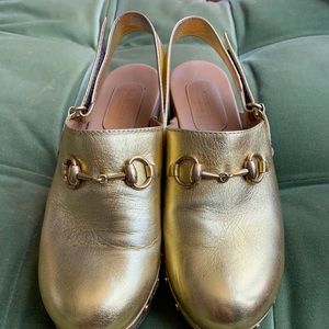 GOLD GENUINE GUCCI CLOGS